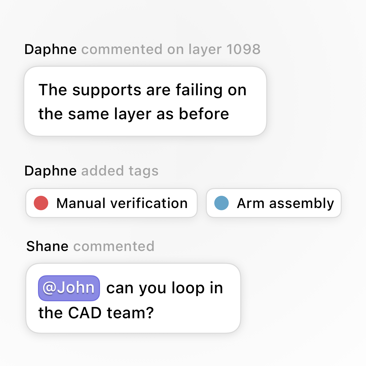 A Timeline of Comments and Tag Events in Euler